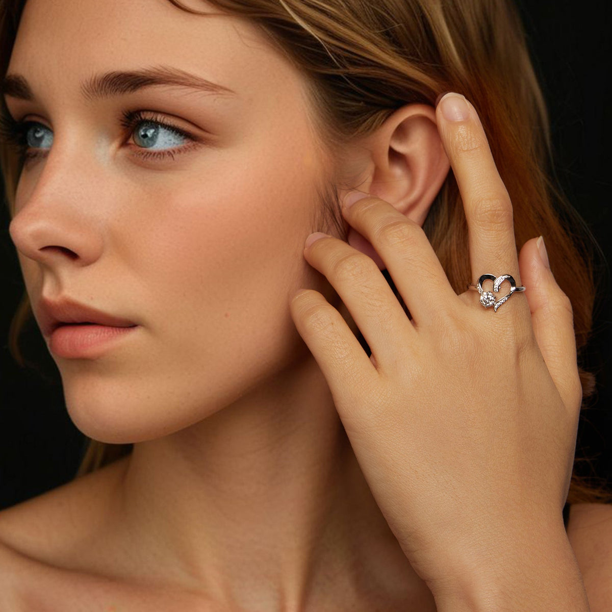 925 Sterling Silver Moissanite Heart Ring size 7 for women by Bids.com twinheart design on Tampa Home & Garden Store