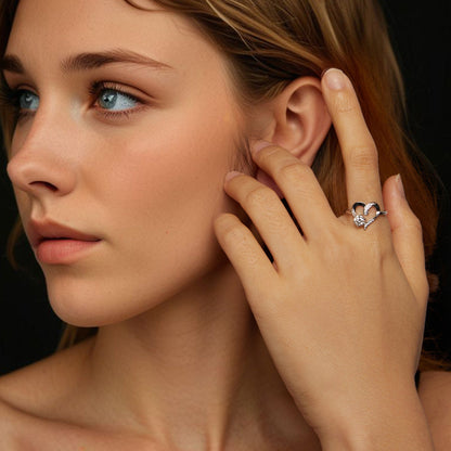 925 Sterling Silver Moissanite Heart Ring size 7 for women by Bids.com twinheart design on Tampa Home & Garden Store