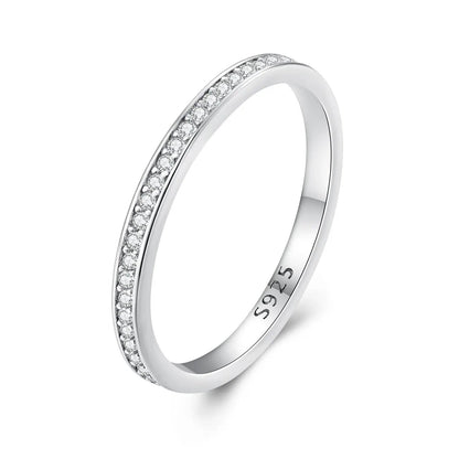 Ring 925 Sterling Silver moissanite platinum-plated pavé band, size 5, Bids.com on Tampa Home & Garden Store