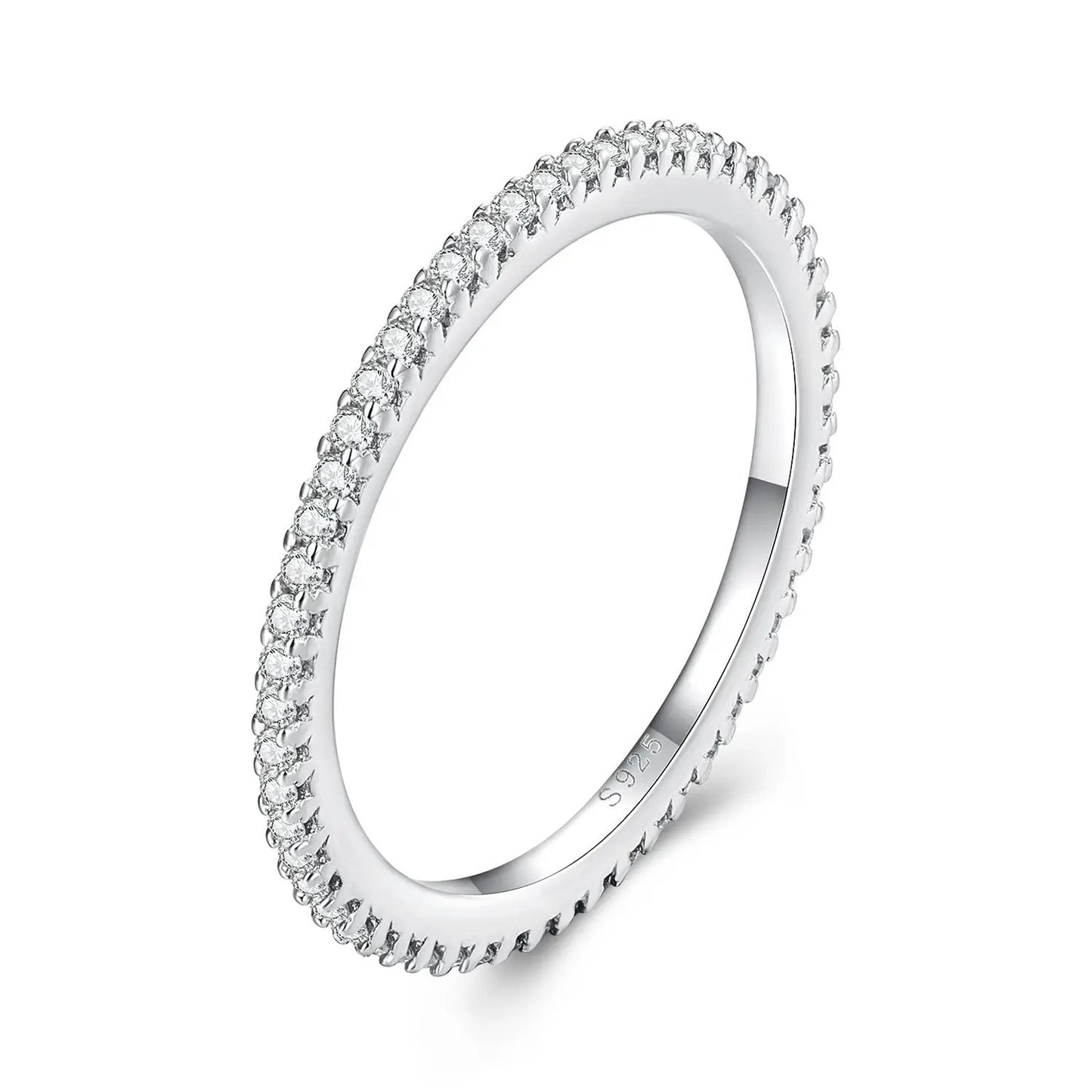 925 sterling silver moissanite ring, pave band of clear stones, size 6 for women by Bids.com on Tampa Home & Garden Store