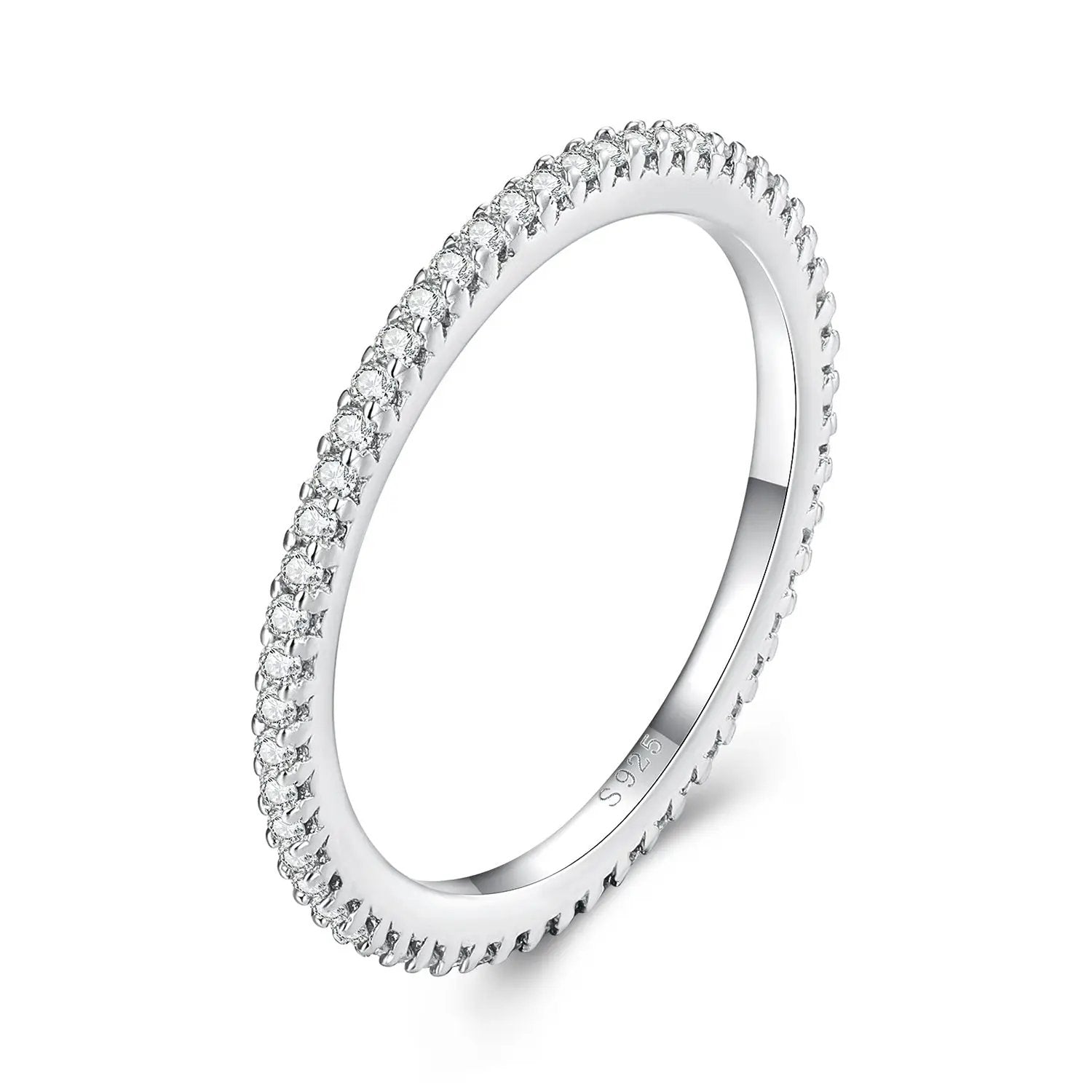 925 sterling silver moissanite ring, pave band of clear stones, size 6 for women by Bids.com on Tampa Home & Garden Store