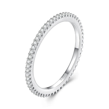 925 sterling silver moissanite ring, pave band of clear stones, size 6 for women by Bids.com on Tampa Home & Garden Store