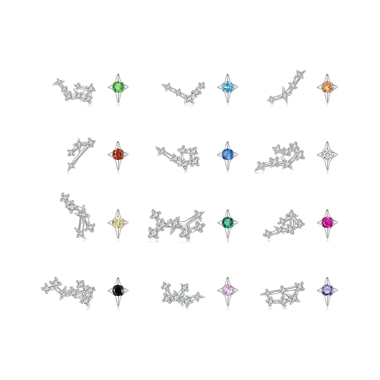 Earrings: 925 silver with white gold plating star and constellation designs by Bids.com on Tampa Home & Garden Store