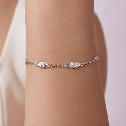 Bracelet 925 Sterling Silver White Gold Plated with CZ pendants, sunburst links by Bids.com on Tampa Home & Garden Store