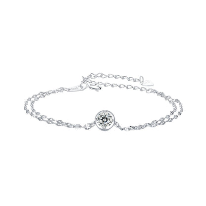 Bracelet: 925 sterling silver moissanite, bezel-set 0.50ct, plated white gold, 15+6cm length on Tampa Home & Garden Store