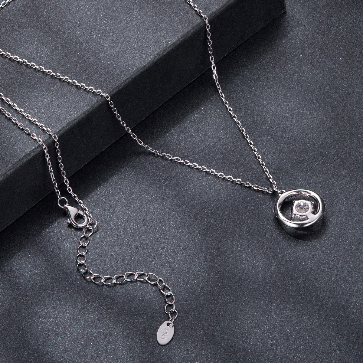 Sterling silver moissanite necklace by Bids.com with circular pendant and CZ, 40+5cm chain on Tampa Home & Garden Store