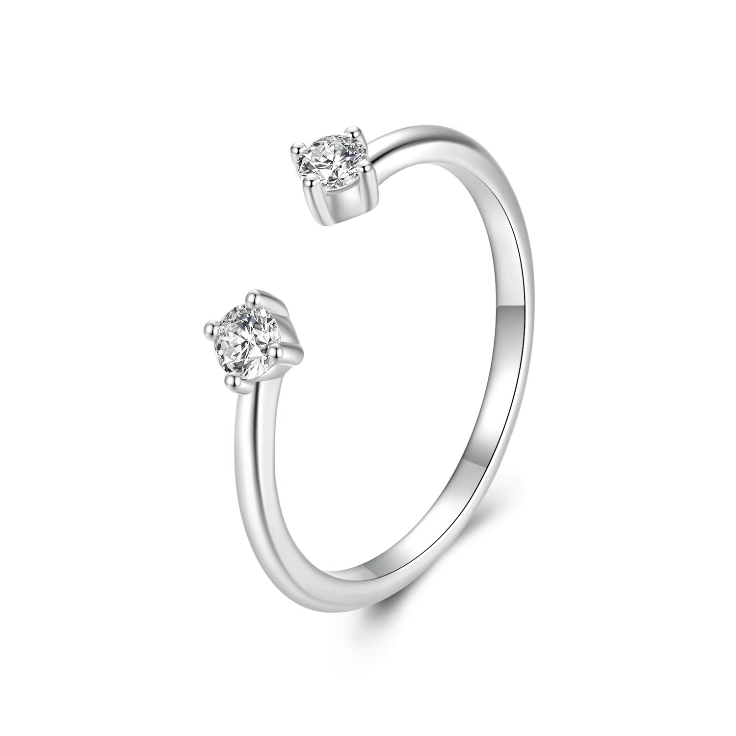 925 Sterling Silver Moissanite Ring Size E by Bids.com with two round stones on Tampa Home & Garden Store