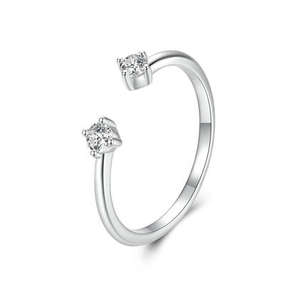 925 Sterling Silver Moissanite Ring Size E by Bids.com with two round stones on Tampa Home & Garden Store