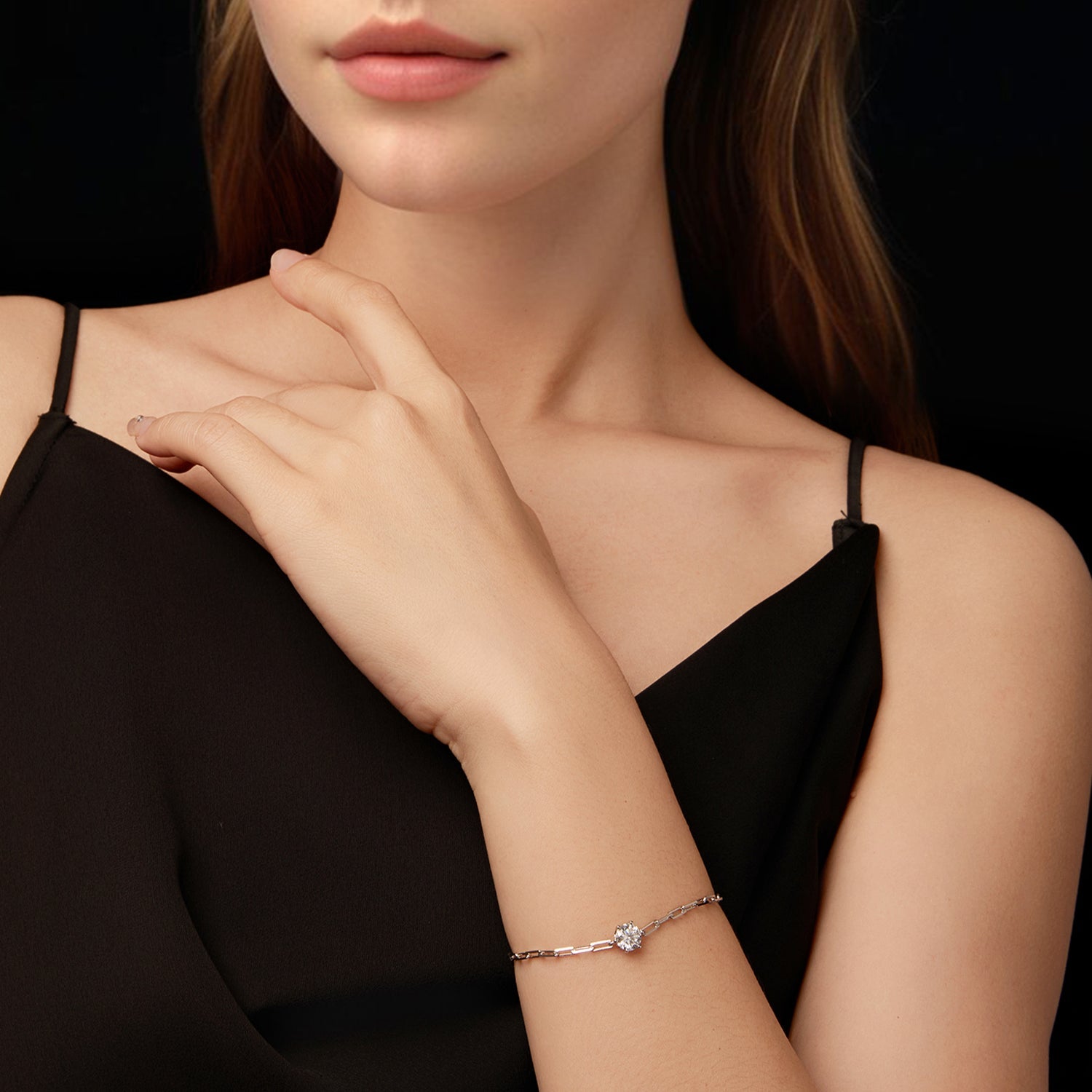 Moissanite bracelet 925 sterling silver plated white gold tone, 15+6cm, for women on Tampa Home & Garden Store