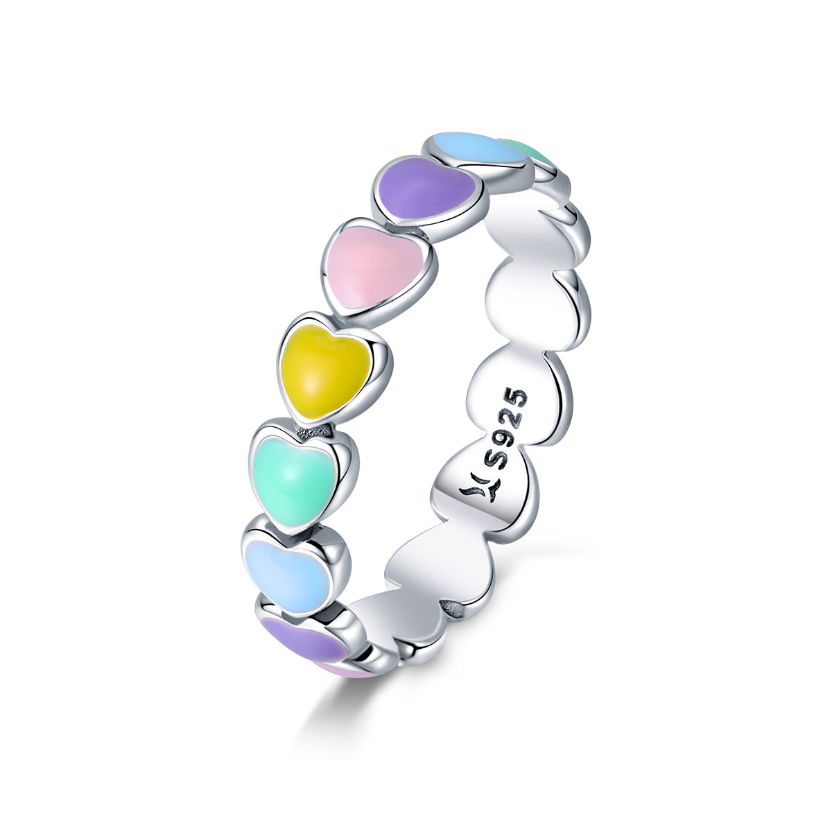 Ring 925 Sterling Silver Size 5 with multicolor heart enamel charms, Bids.com on Tampa Home & Garden Store