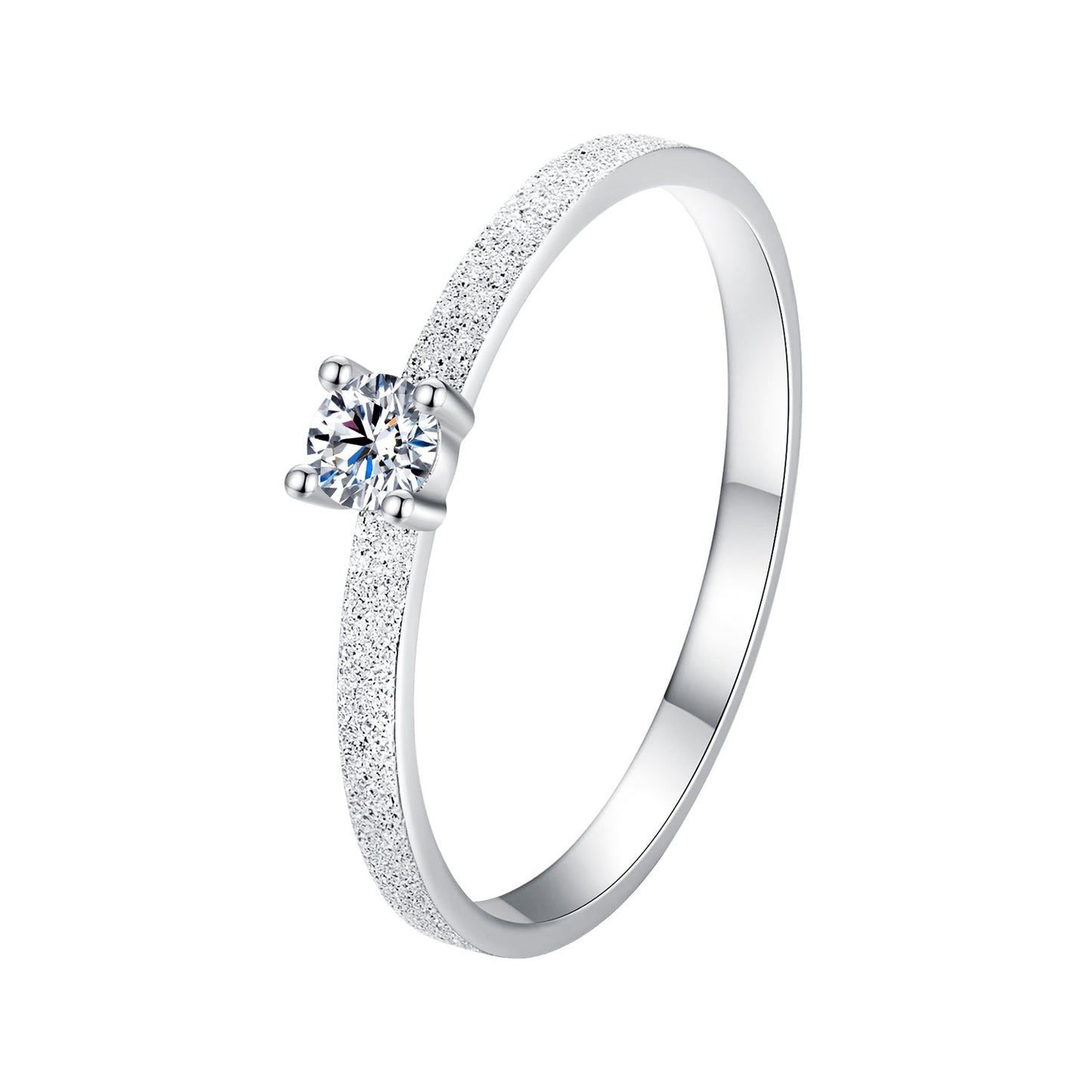 925 Sterling Silver Moissanite Ring size 6 with 0.1ct center stone and pavé-textured band on Tampa Home & Garden Store