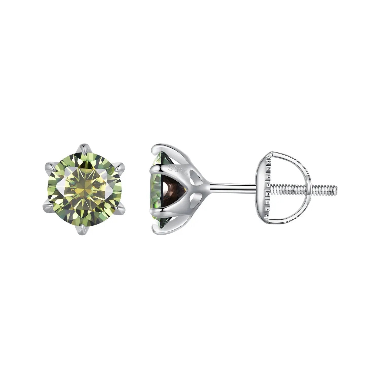 Moissanite stud earrings 925 sterling silver green gemstone 1.00ct 7.0mm Bids.com on Tampa Home & Garden Store
