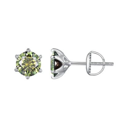 Moissanite stud earrings 925 sterling silver green gemstone 1.00ct 7.0mm Bids.com on Tampa Home & Garden Store