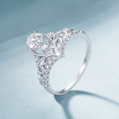 Ring 925 sterling silver 0.5ct moissanite with swirl pave band size 6 for women on Tampa Home & Garden Store