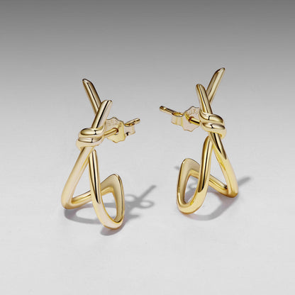 Gold-tone knot earrings, 2 pcs, 925 sterling silver plated white gold, Bids.com on Tampa Home & Garden Store