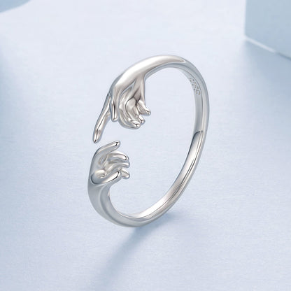 925 Sterling Silver Plated White Gold Ring for Women with two hands motif, Bids.com on Tampa Home & Garden Store