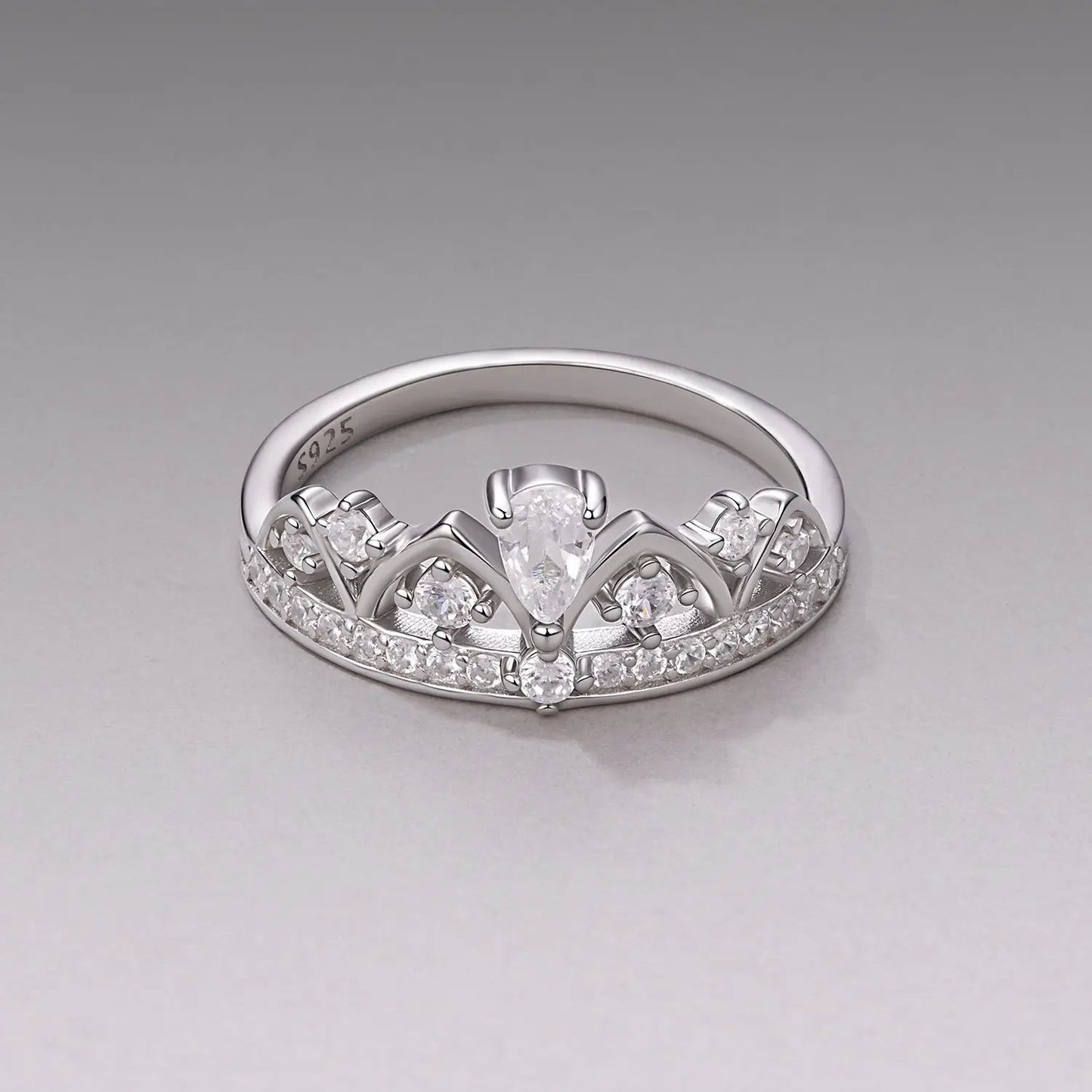 925 sterling silver pavé CZ ring with white gold plating, size 6 for women on Tampa Home & Garden Store