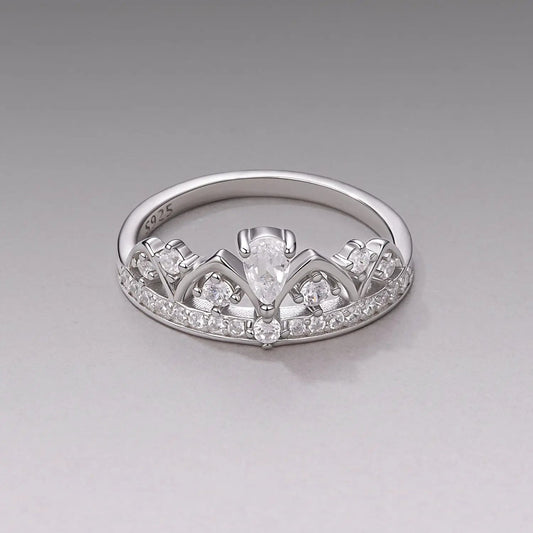 925 sterling silver pavé CZ ring with white gold plating, size 6 for women on Tampa Home & Garden Store