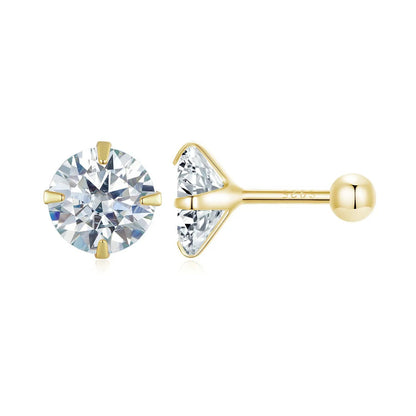 Earrings 925 Sterling Silver Pavé CZ, women’s round stud with gold-tone setting, by Bids.com on Tampa Home & Garden Store