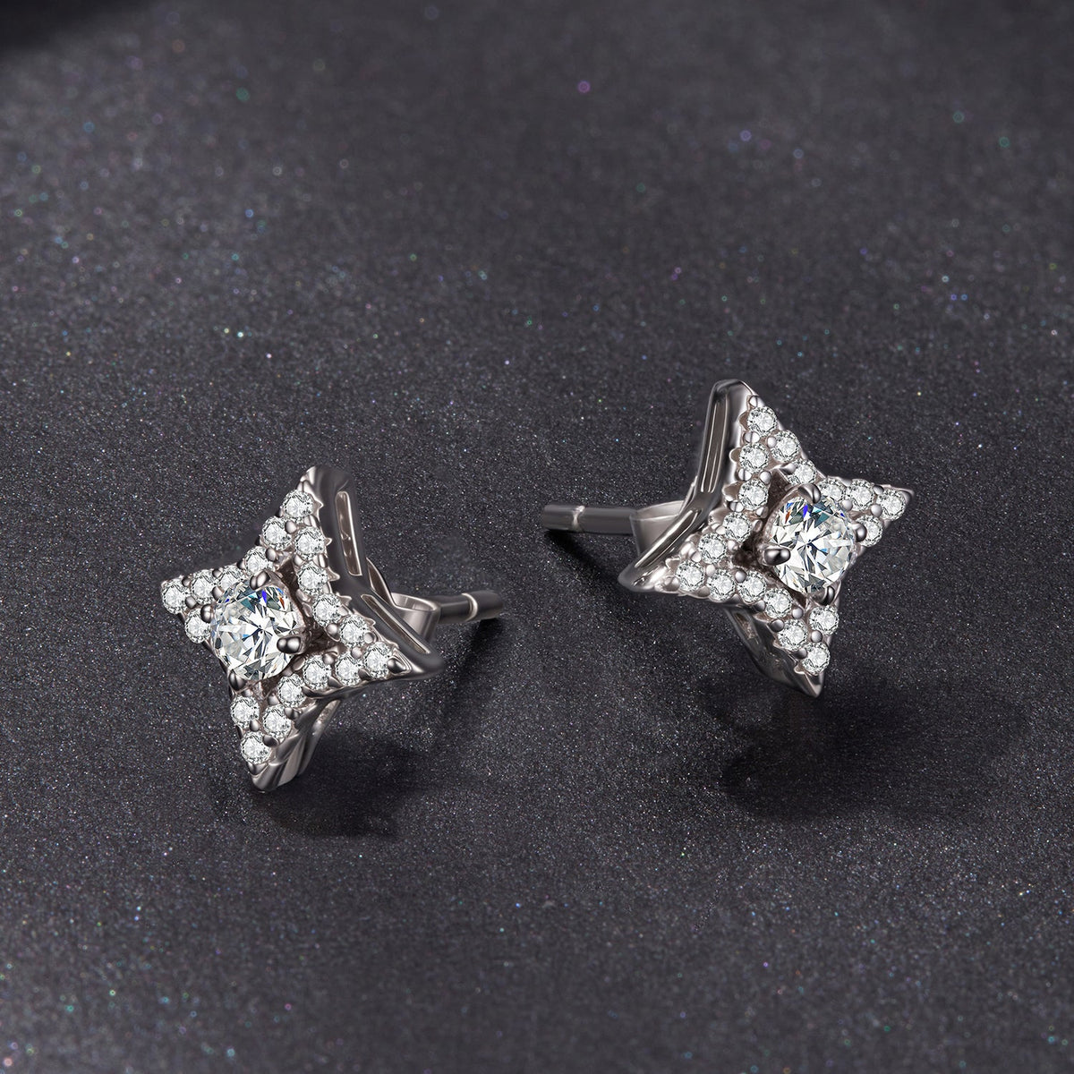 Earrings by Bids.com, 925 sterling silver moissanite 0.1ct, starburst pave design for women on Tampa Home & Garden Store