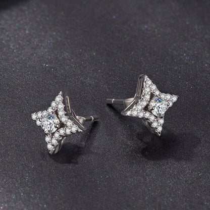 Earrings by Bids.com, 925 sterling silver moissanite 0.1ct, starburst pave design for women on Tampa Home & Garden Store