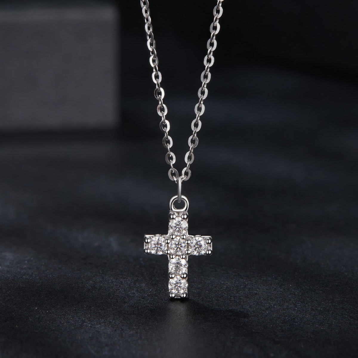 925 Sterling Silver Moissanite Cross Pendant Necklace, 40+5cm chain, by Bids.com on Tampa Home & Garden Store