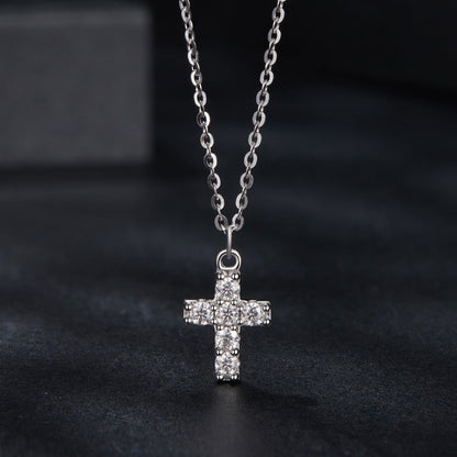 925 Sterling Silver Moissanite Cross Pendant Necklace, 40+5cm chain, by Bids.com on Tampa Home & Garden Store