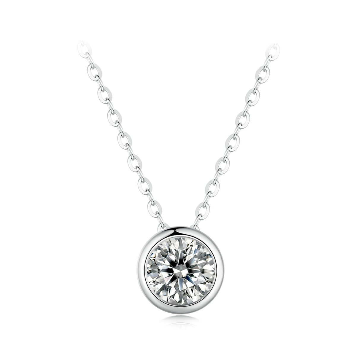 Necklace S925 sterling silver moissanite pendant with 1ct round moissanite on a 400mm chain by Bids.com on Tampa Home & Garden Store