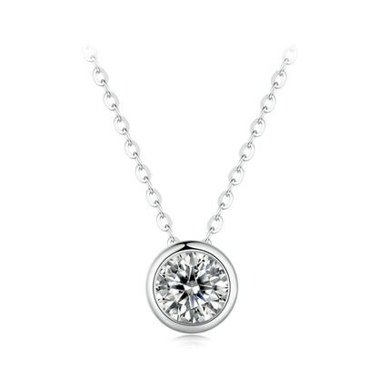 Necklace S925 sterling silver moissanite pendant with 1ct round moissanite on a 400mm chain by Bids.com on Tampa Home & Garden Store