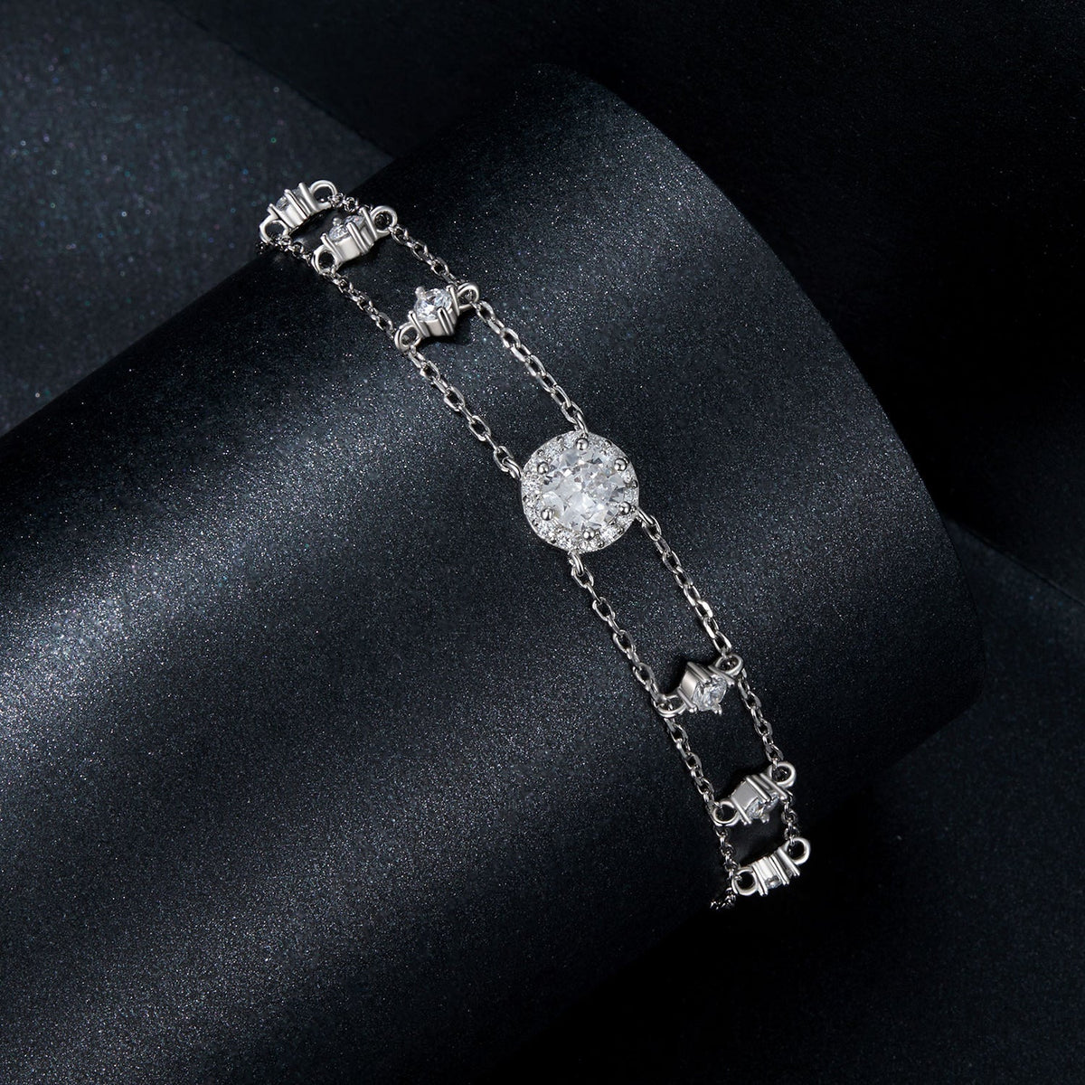 Bracelet 925 Sterling Silver moissanite with 5.0mm center stone and CZ accents on Tampa Home & Garden Store