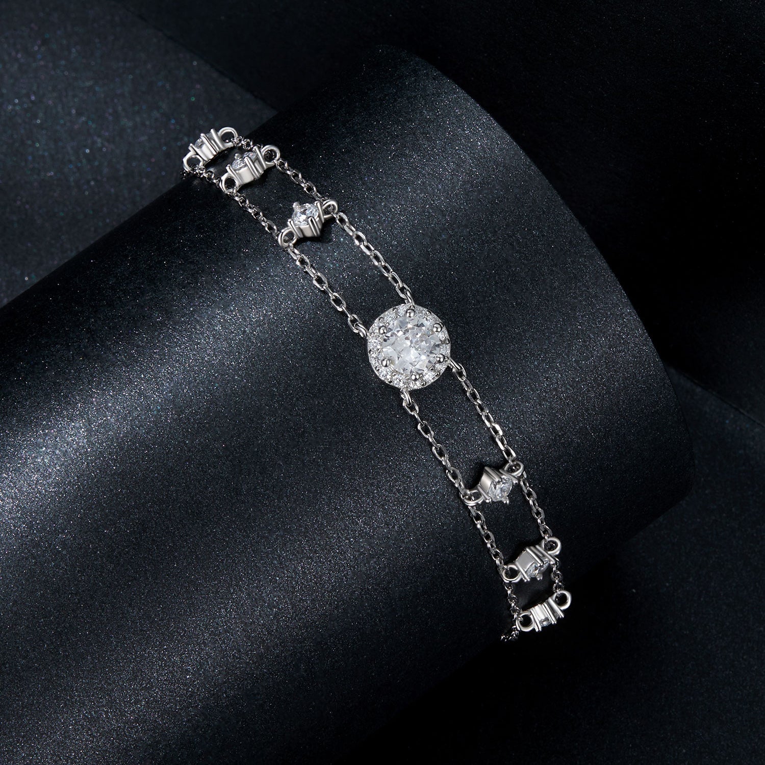 Bracelet 925 Sterling Silver moissanite with 5.0mm center stone and CZ accents on Tampa Home & Garden Store