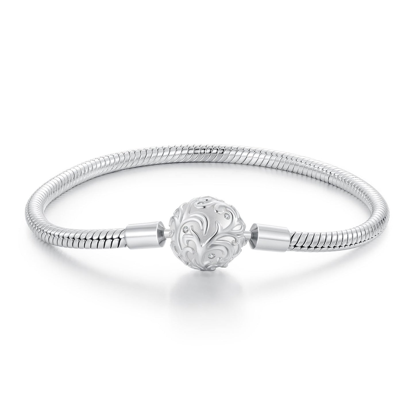Bracelet 17cm CZ pavé centerpiece, white gold plated sterling silver on Tampa Home & Garden Store