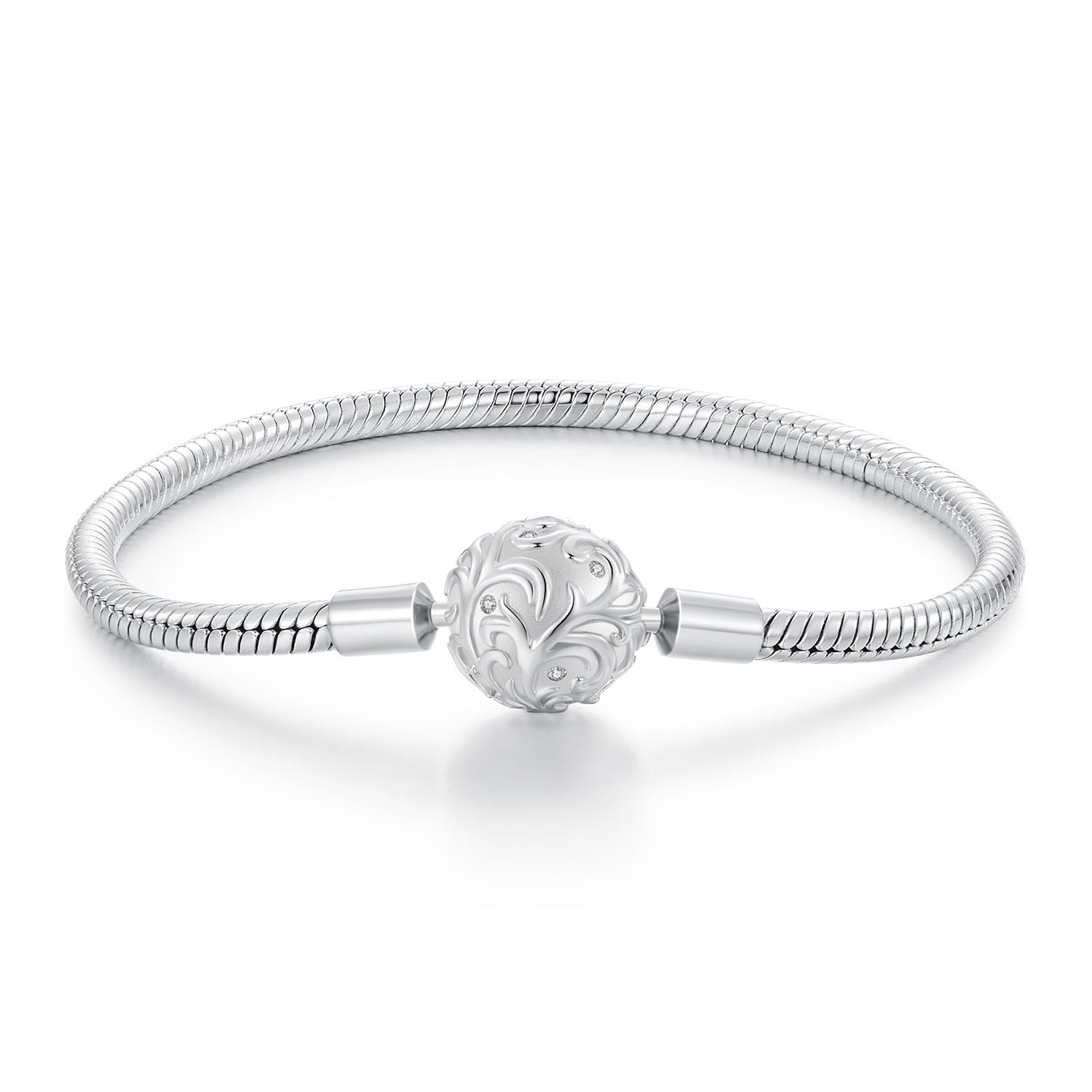 Bracelet 17cm CZ pavé centerpiece, white gold plated sterling silver on Tampa Home & Garden Store