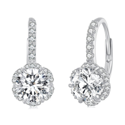 925 Silver Moissanite drop earrings with 6.5ct center and halo pavé by Bids.com on Tampa Home & Garden Store