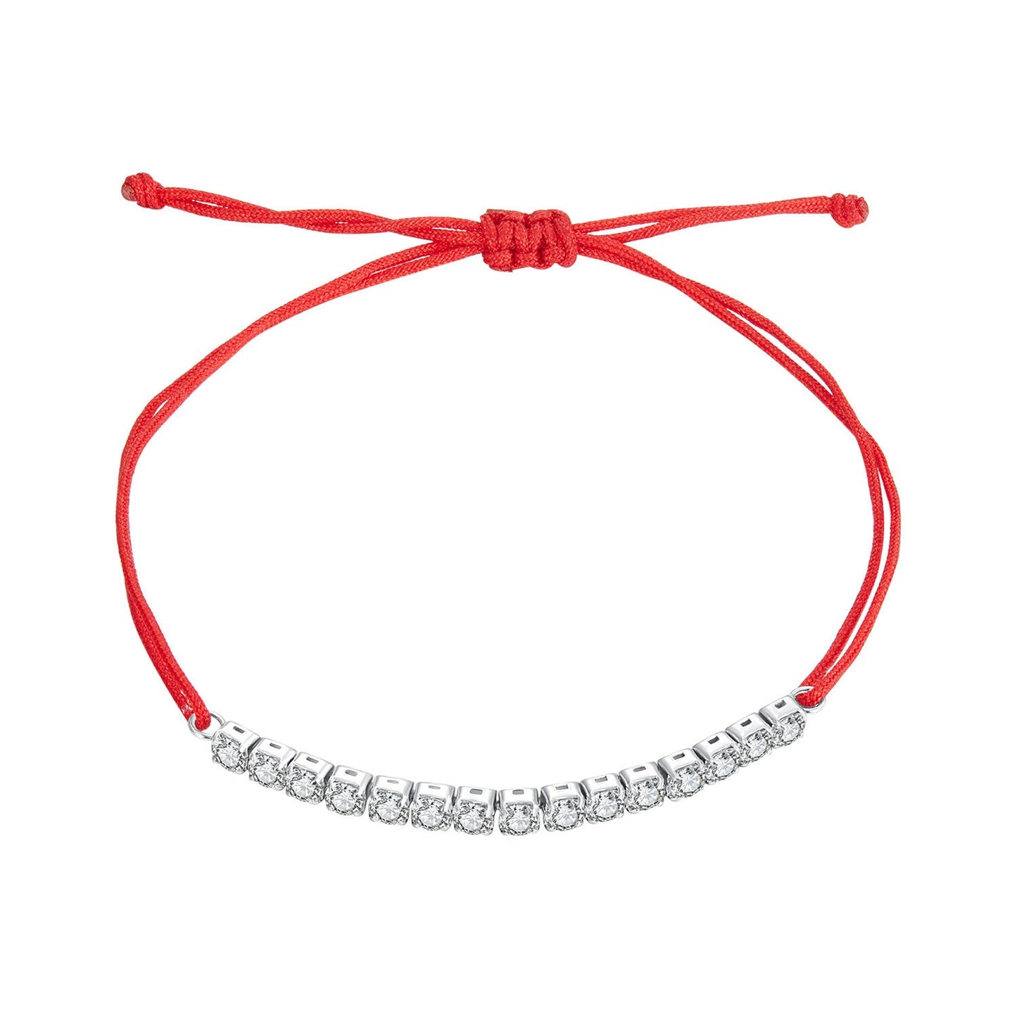 Bracelet adjustable red cord with white gold plated sterling silver and CZ stones Bids.com on Tampa Home & Garden Store
