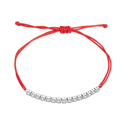 Bracelet adjustable red cord with white gold plated sterling silver and CZ stones Bids.com on Tampa Home & Garden Store