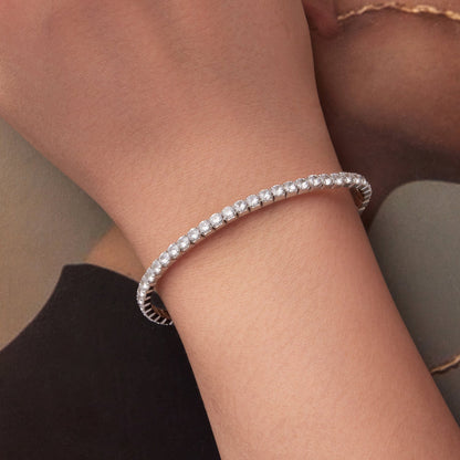 Bracelet 16cm stretch CZ stones, 925 sterling silver, white gold plated, Bids.com on Tampa Home & Garden Store
