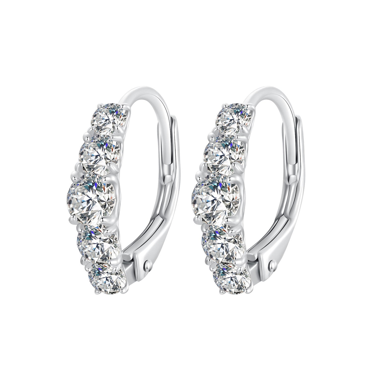Earrings 925 Sterling Silver Moissanite hoops, 13*4mm, women's pair, Bids.com on Tampa Home & Garden Store