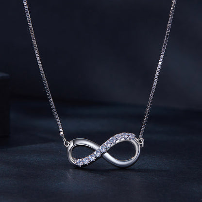 925 Sterling Silver Moissanite infinity necklace, 1.5mm stones, 400+50mm chain, Bids.com on Tampa Home & Garden Store