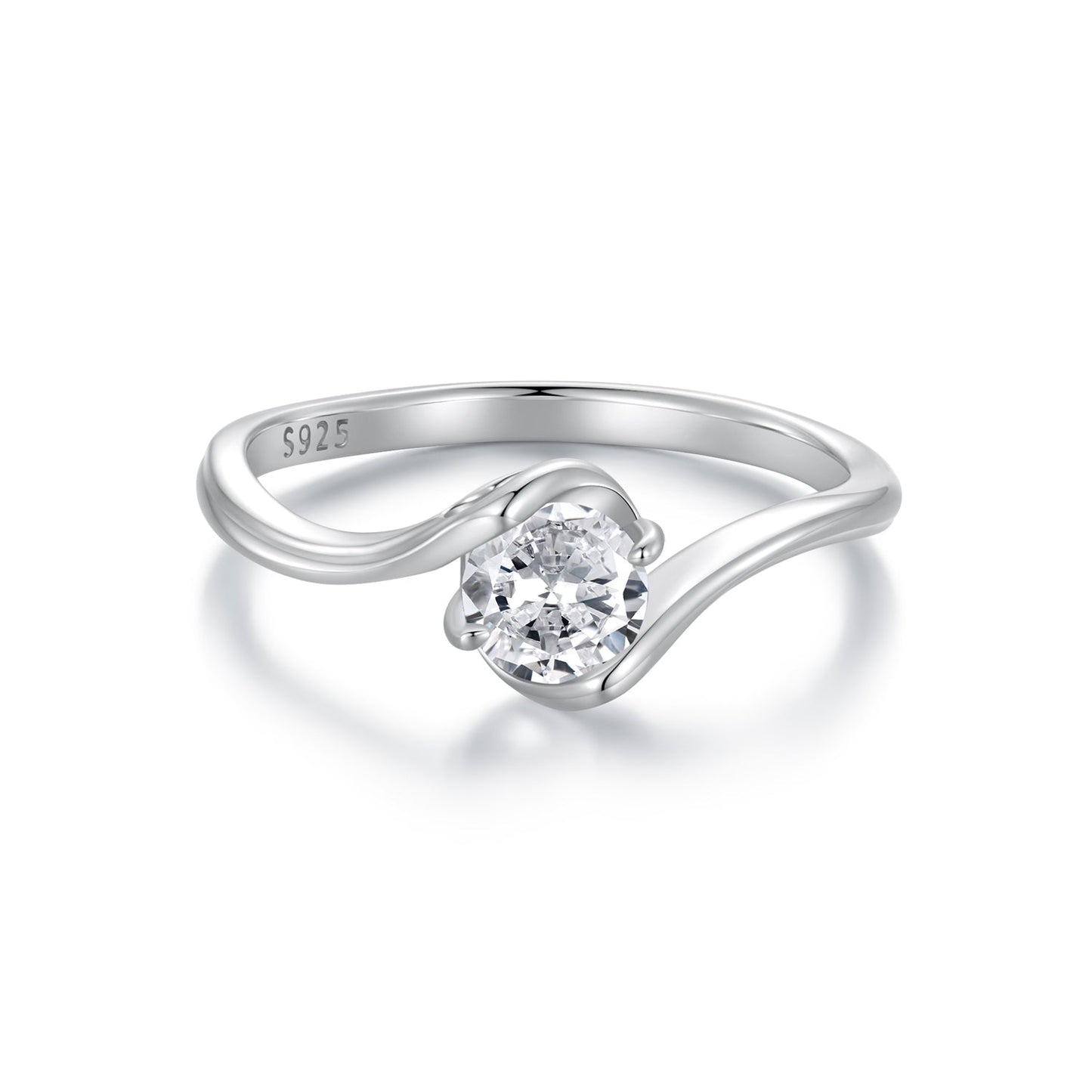 925 sterling silver moissanite ring for women with a 5mm round stone and twisted split band on Tampa Home & Garden Store