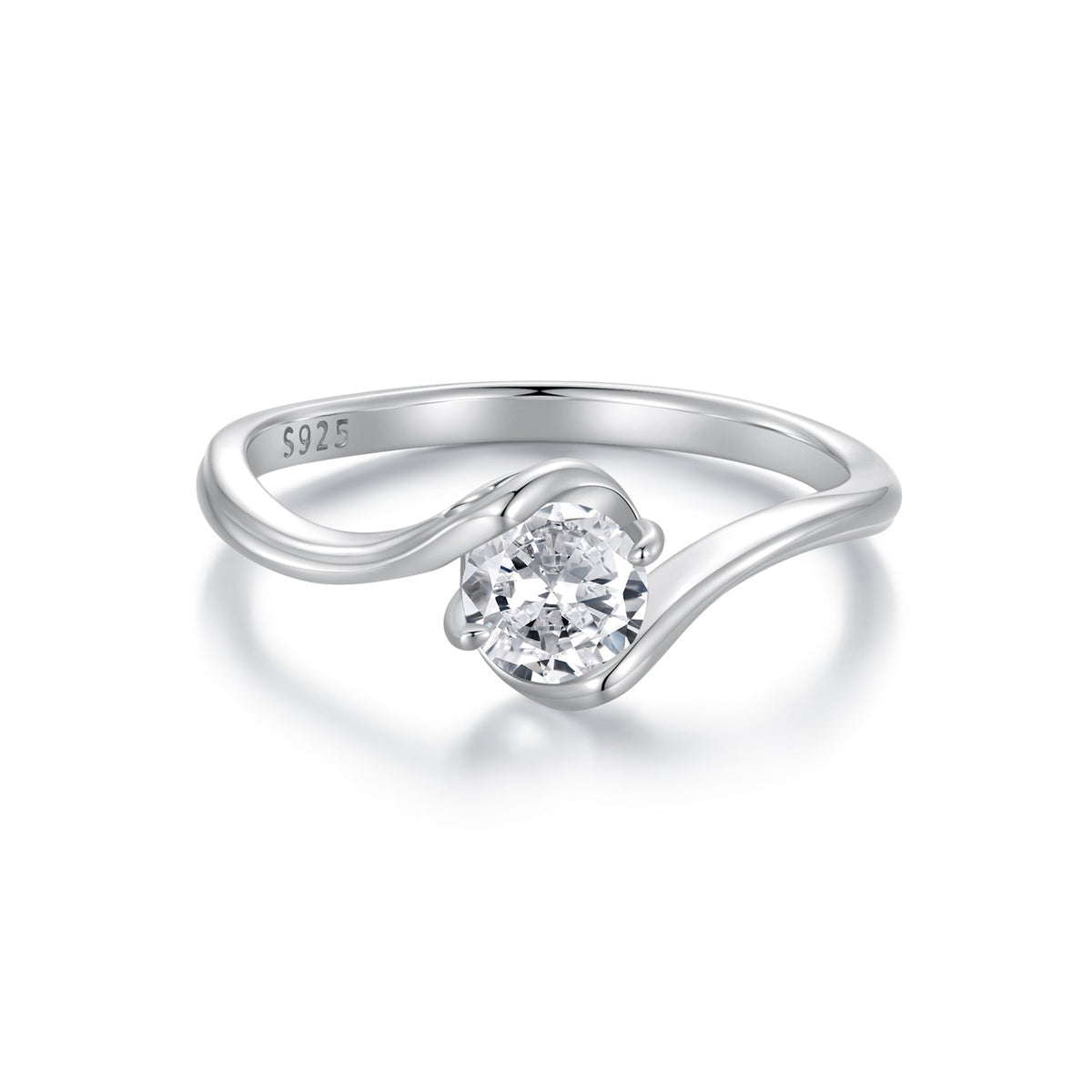 925 sterling silver moissanite ring for women with a 5mm round stone and twisted split band on Tampa Home & Garden Store