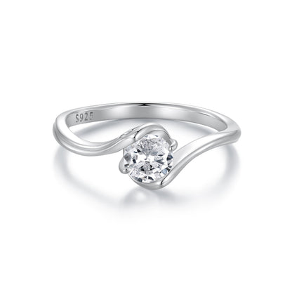 925 sterling silver moissanite ring for women with a 5mm round stone and twisted split band on Tampa Home & Garden Store