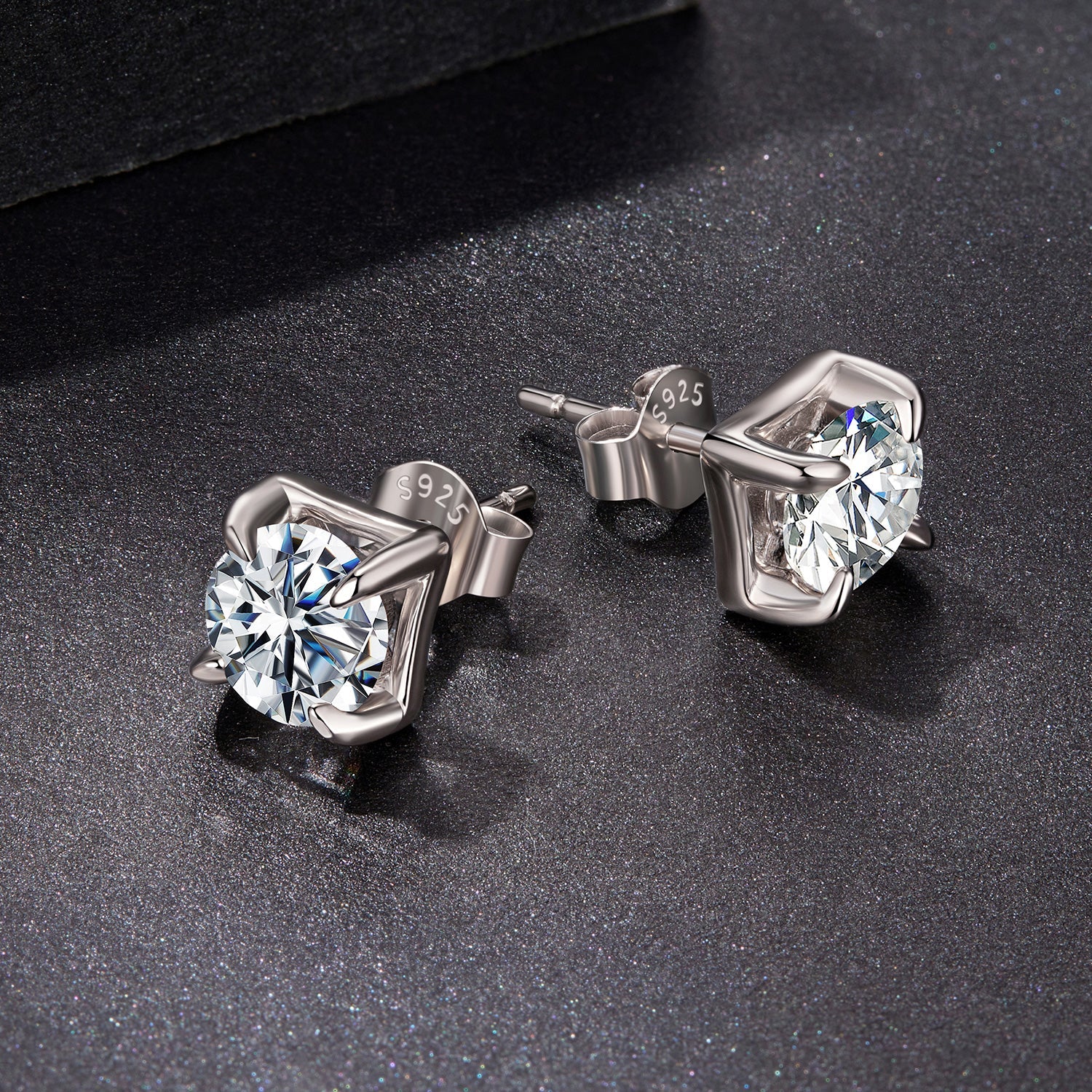 Sterling silver moissanite stud earrings with white gold plating, 0.5ct style S for women on Tampa Home & Garden Store