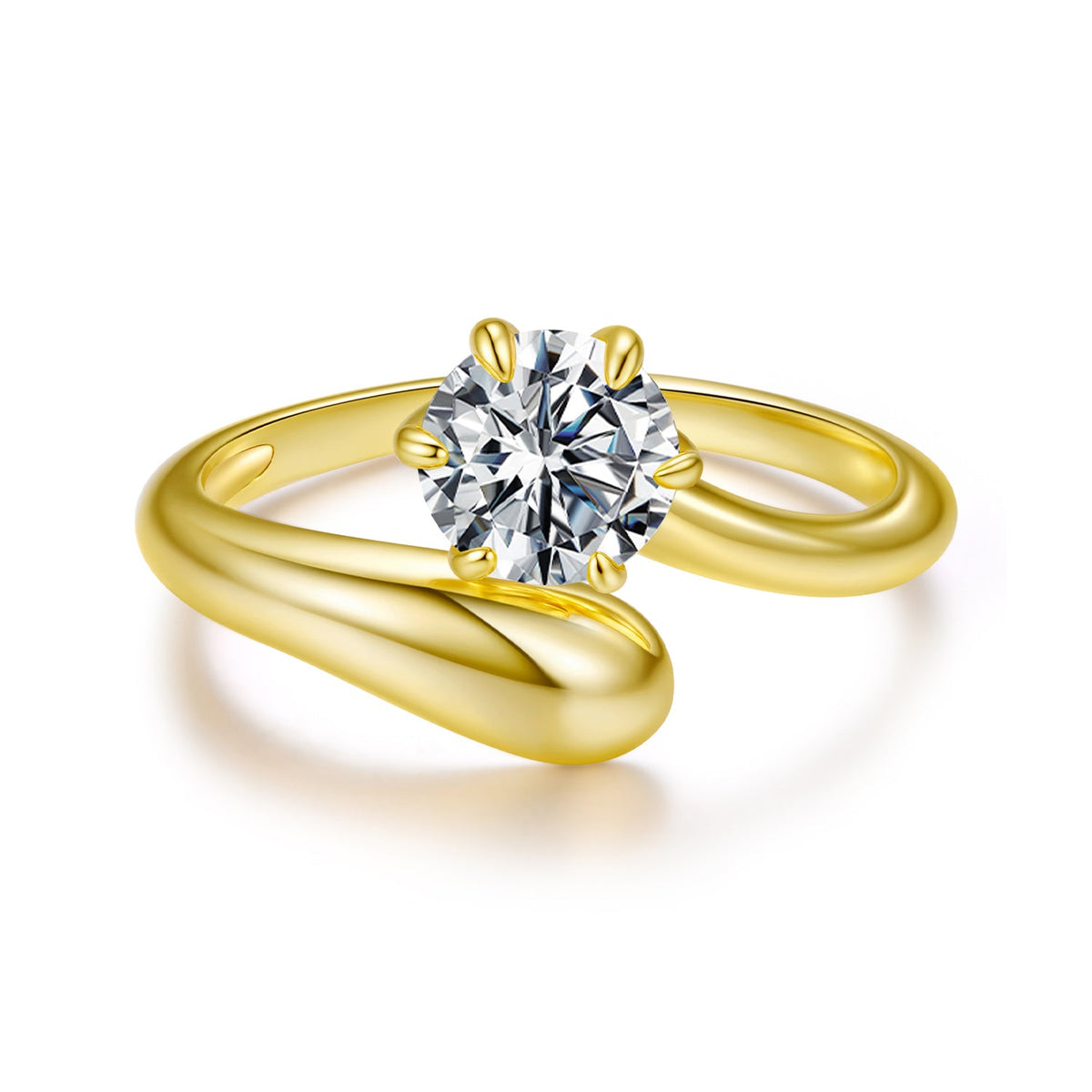 Ring 1 Carat Moissanite gold-tone band, solitaire center stone for women by Bids.com on Tampa Home & Garden Store
