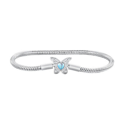 925 Silver Moonstone Bracelet 17 cm with pavé butterfly charm and blue heart by Bids.com on Tampa Home & Garden Store
