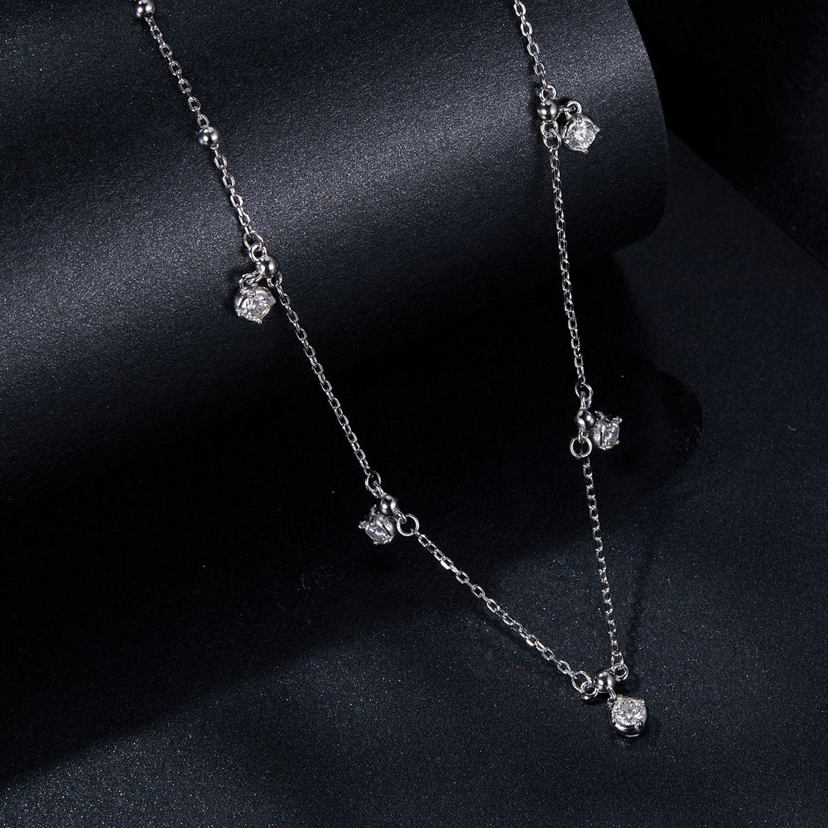 Sterling silver 3mm moissanite necklace for women with a chain and small charms Bids.com on Tampa Home & Garden Store