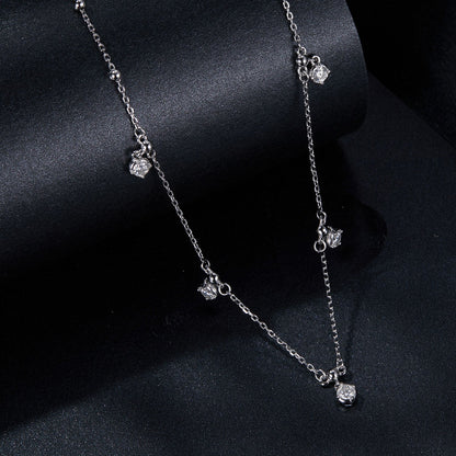 Sterling silver 3mm moissanite necklace for women with a chain and small charms Bids.com on Tampa Home & Garden Store