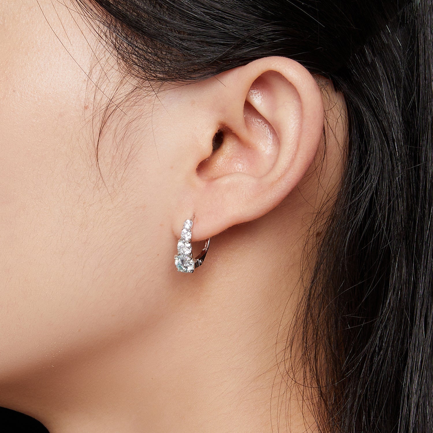 S925 sterling silver moissanite hoop earrings, 0.50ct, by Bids.com for women on Tampa Home & Garden Store
