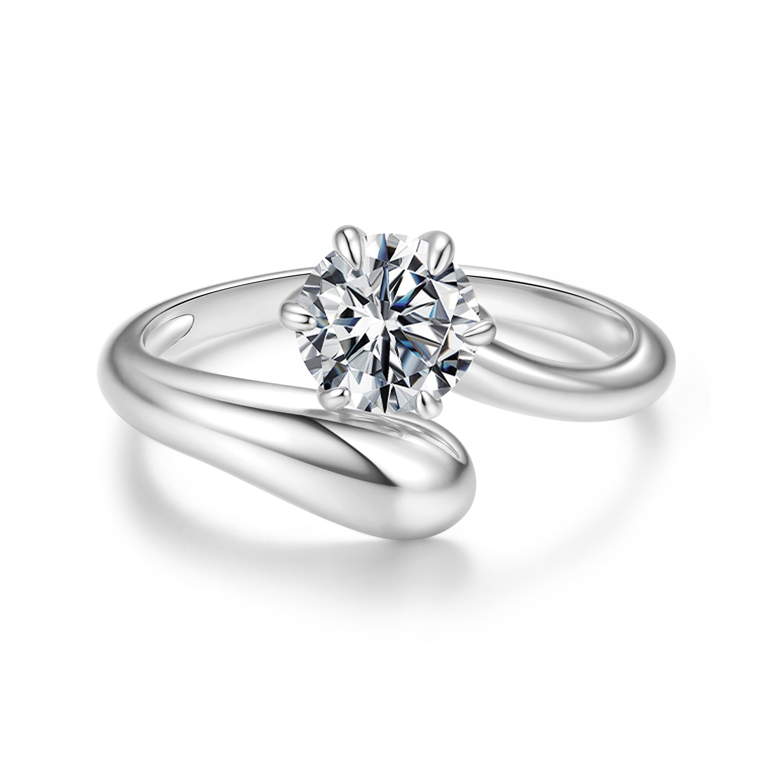 925 Sterling Silver 1 Carat Moissanite Ring for Women by Bids.com solitaire stone on band on Tampa Home & Garden Store