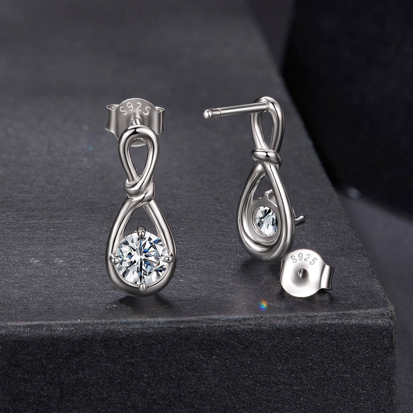 925 sterling silver moissanite earrings with teardrop frame, 0.5ct stones on Tampa Home & Garden Store